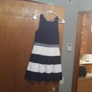 White and navy cocktail dress